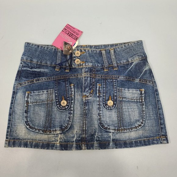 Via Duttus Dresses & Skirts - VIA DUTTUS 11.5" Brazilian Denim Blue Jean Skirt Womens Size 0 NWT